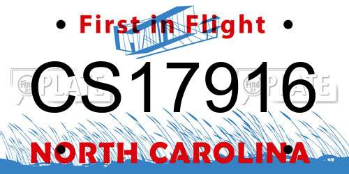 CS17916 North Carolina License Plate