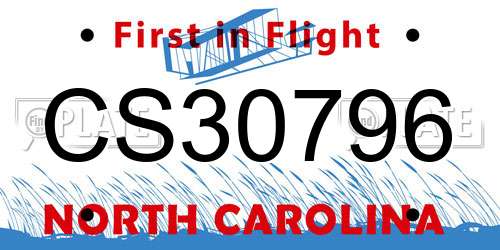 CS30796 North Carolina License Plate