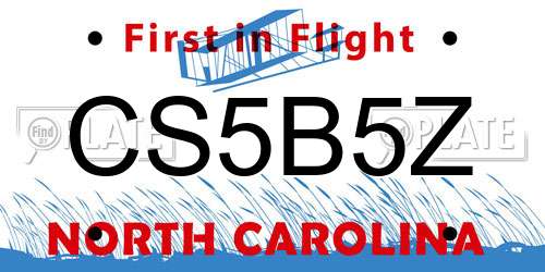 CS5B5Z North Carolina License Plate