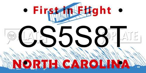 CS5S8T North Carolina License Plate