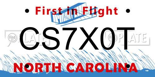 CS7X0T North Carolina License Plate