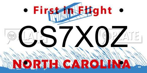 CS7X0Z North Carolina License Plate
