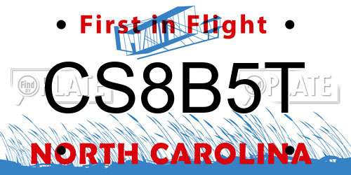 CS8B5T North Carolina License Plate