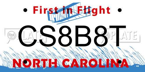 CS8B8T North Carolina License Plate