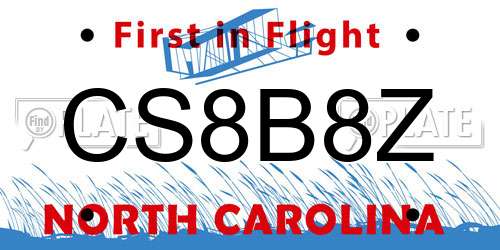 CS8B8Z North Carolina License Plate