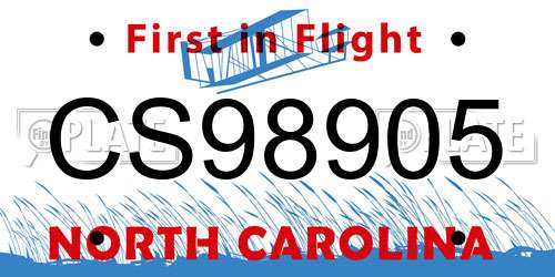 CS98905 North Carolina License Plate
