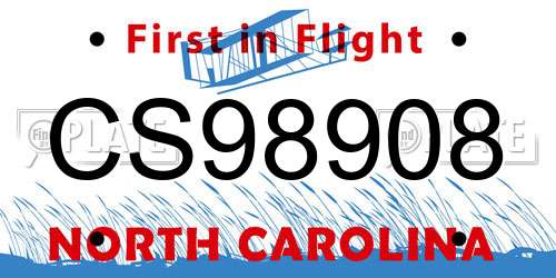 CS98908 North Carolina License Plate