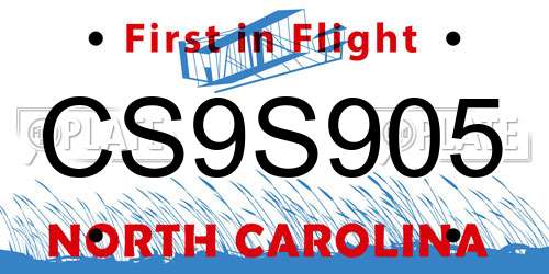 CS9S905 North Carolina License Plate
