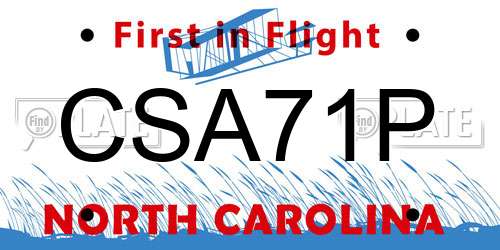 CSA71P North Carolina License Plate