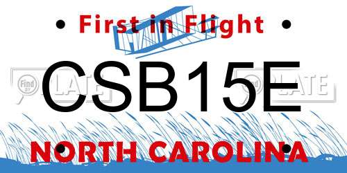 CSB15E North Carolina License Plate