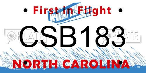 CSB183 North Carolina License Plate