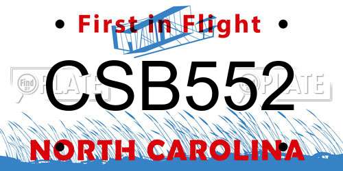 CSB552 North Carolina License Plate
