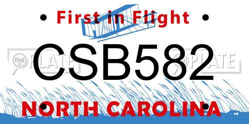 CSB582 North Carolina License Plate