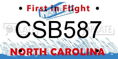 CSB587 North Carolina License Plate
