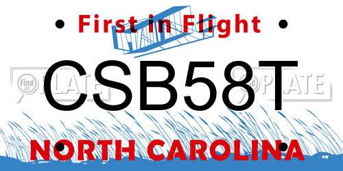 CSB58T North Carolina License Plate