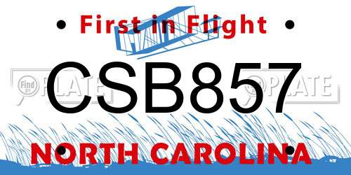 CSB857 North Carolina License Plate