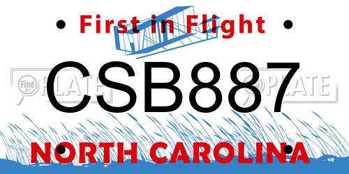 CSB887 North Carolina License Plate