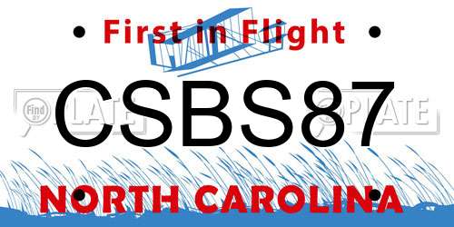 CSBS87 North Carolina License Plate