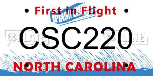 CSC220 North Carolina License Plate