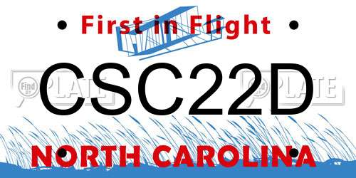 CSC22D North Carolina License Plate