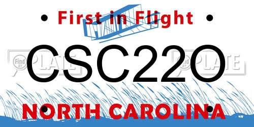 CSC22O North Carolina License Plate