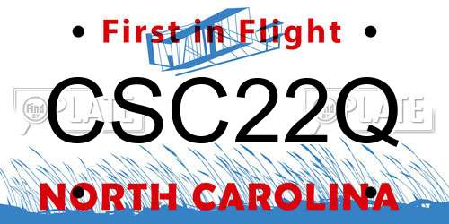 CSC22Q North Carolina License Plate