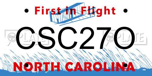 CSC27O North Carolina License Plate