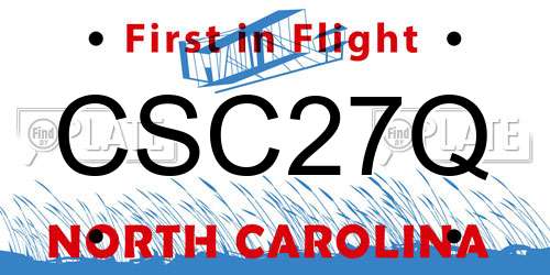 CSC27Q North Carolina License Plate