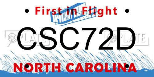 CSC72D North Carolina License Plate