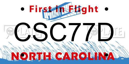 CSC77D North Carolina License Plate