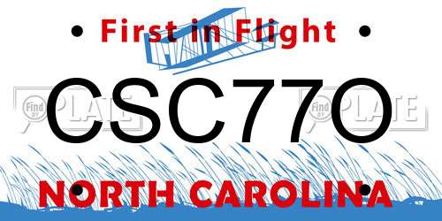 CSC77O North Carolina License Plate