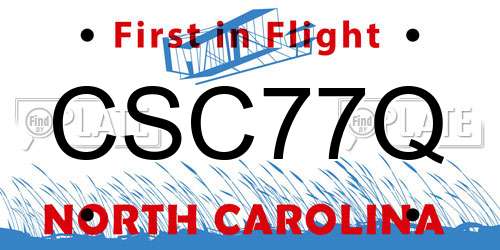 CSC77Q North Carolina License Plate