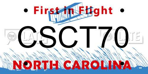 CSCT70 North Carolina License Plate