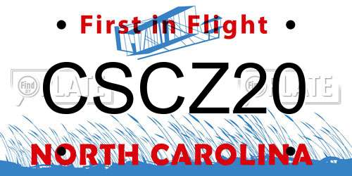 CSCZ20 North Carolina License Plate
