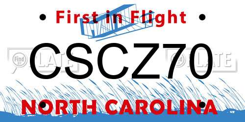 CSCZ70 North Carolina License Plate