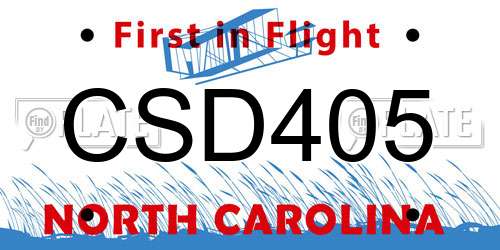 CSD405 North Carolina License Plate