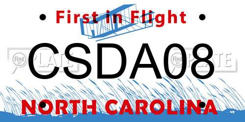 CSDA08 North Carolina License Plate