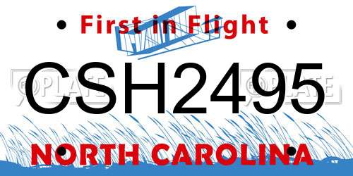 CSH2495 North Carolina License Plate