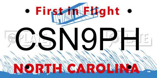 CSN9PH North Carolina License Plate