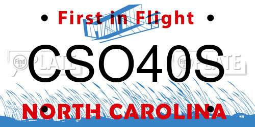 CSO40S North Carolina License Plate