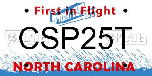 CSP25T North Carolina License Plate
