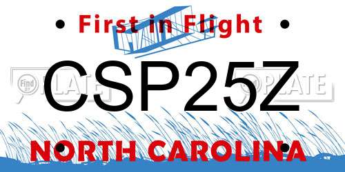 CSP25Z North Carolina License Plate