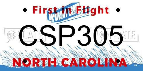 CSP305 North Carolina License Plate