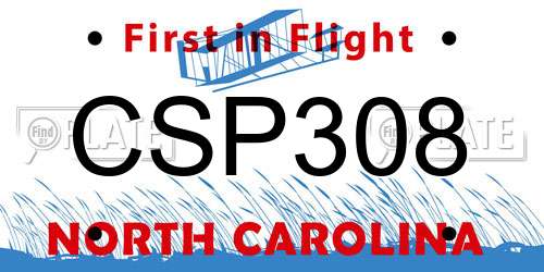 CSP308 North Carolina License Plate