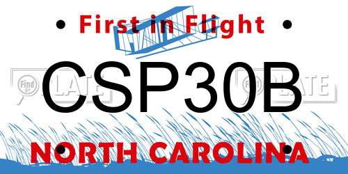 CSP30B North Carolina License Plate