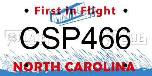 CSP466 North Carolina License Plate
