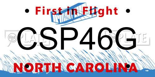CSP46G North Carolina License Plate
