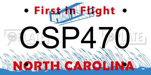 CSP470 North Carolina License Plate
