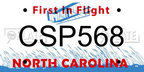 CSP568 North Carolina License Plate