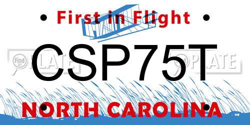 CSP75T North Carolina License Plate